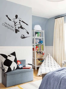 1 miếng dán tường PVC họa tiết chữ bóng đá dùng để trang trí phòng bé trai, miếng dán, decal dán tường, decal vinyl trang trí nhà cửa, vật dụng trang trí mùa xuân làm mới ngôi nhà của bạn, miếng dán trang trí Rama - màu đen - Xem 6