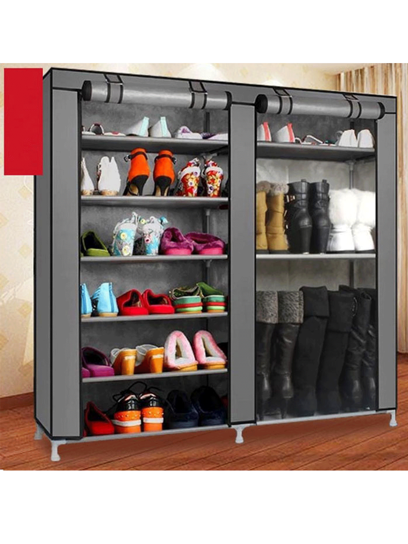 Shoe Storage Double Rows 9 Lattices Combination Style Shoe with