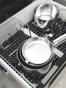 1 Miếng Loại ngăn kéo Giá đỡ món ăn Với Làm khô hạn Tấm bảng , Có thể điều chỉnh & Thích hợp Đối với Nhiều loại Đĩa , , Với Chống-Mặt trượt Thiết kế - màu đen - Xem 3