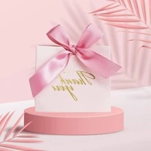 12 Packs Thank You Favour Bags - For Any Occasion Party Favour Bags Treat Boxes Rose Red Bow Ribbon Pink Patterned Bulk Paper Favour Bags Weddings Shower Gifts Business Party Supplies