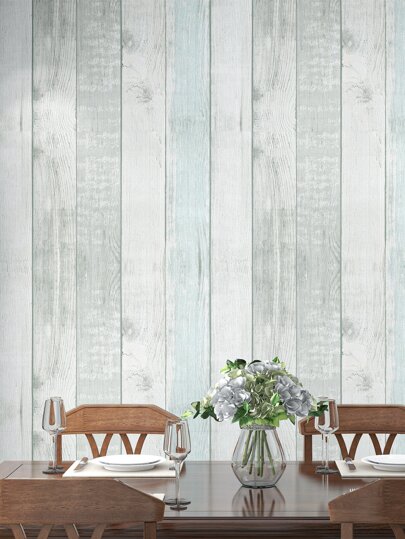 Artyuan Roll Vintage Distressed Wood Grain Peel Stick Wallpaper, Removable Self Adhesive Wallpaper Cabinets, Drawers, Indoor Wand (17.53 Inches Wide 32.8 Feet Long Blue) view 2