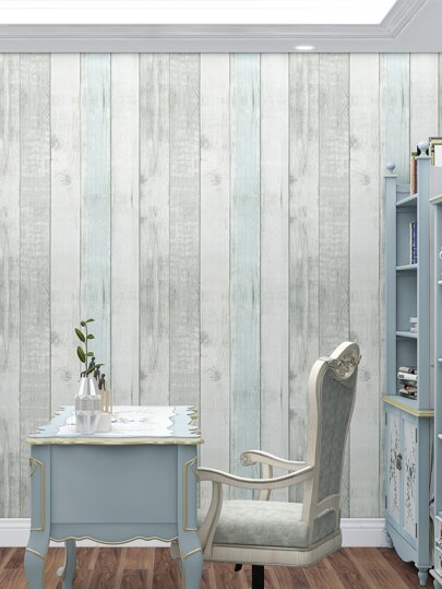 Artyuan Roll Vintage Distressed Wood Grain Peel Stick Wallpaper, Removable Self Adhesive Wallpaper Cabinets, Drawers, Indoor Wand (17.53 Inches Wide 32.8 Feet Long Blue) view 7