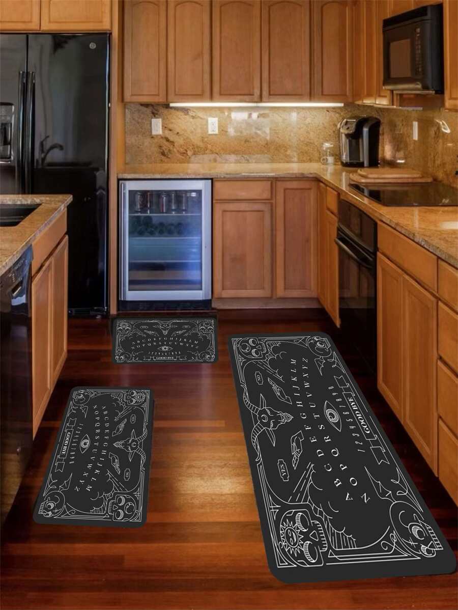 1 Miếng Phong cách Gô-tích Đen Phòng tắm Thảm , Đệm Nhà bếp , Thảm nhà tắm , Ngoài trời Thảm , Bồn tắm Tấm lót , Phòng bếp Sàn nhà , Thảm vệ sinh Với Chống trượt Chức năng - màu đen - Xem 1