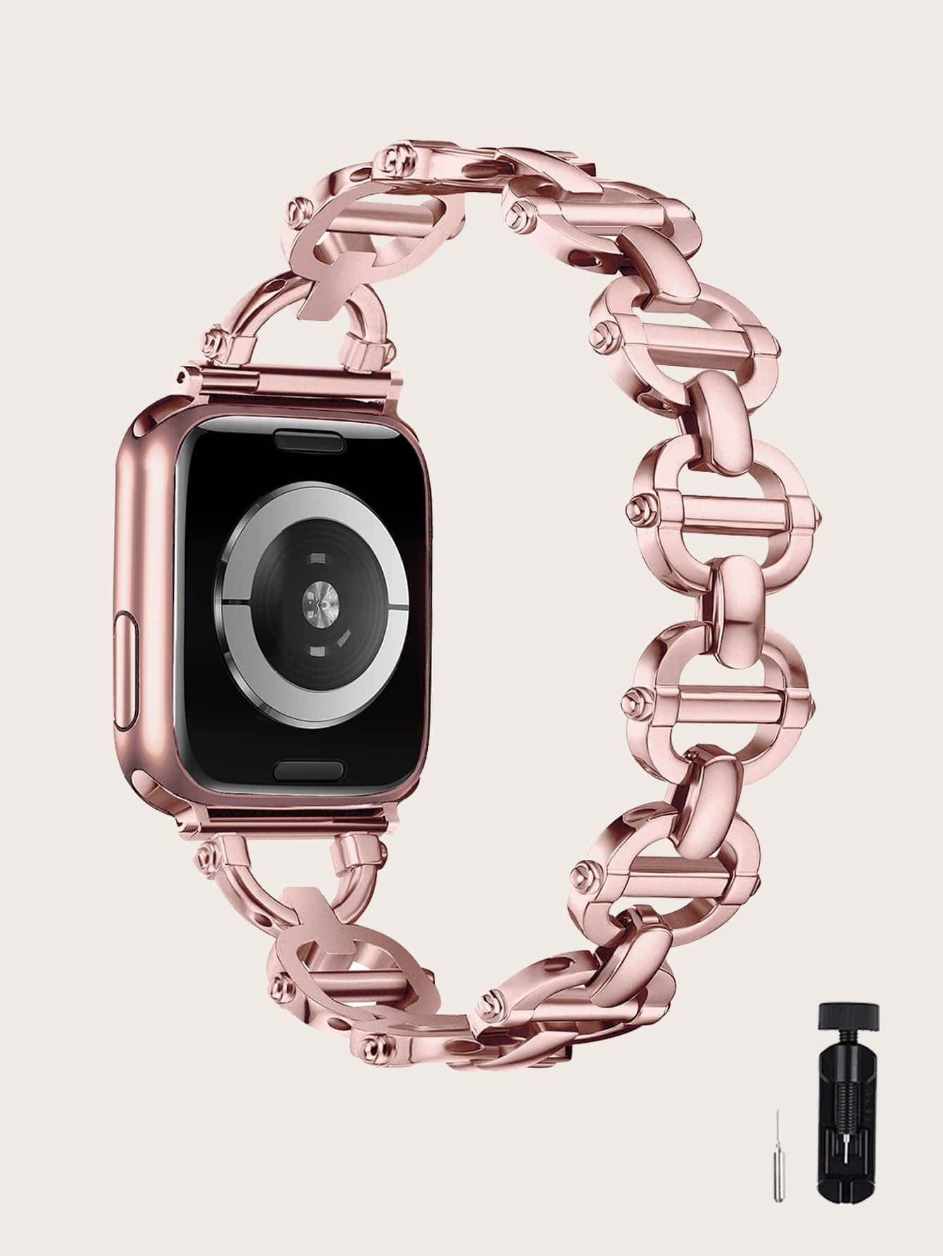 Correa de reloj de acero inoxidable compatible con Apple Watch - Rosa - Ver 1