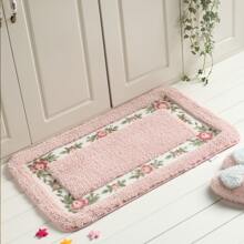 PinkSheep Ultra Soft Floral Bathroom Rugs Non-Slip Microfiber Washable Bath Rug Door Floor Mats, 18" X 30", Pink - Pink - View 1