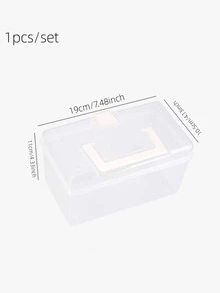 1入組便攜式透明盒、化妝品收納盒、學生桌面文具、多功能雜物、大容量收納盒 - 無色 - 查看 2