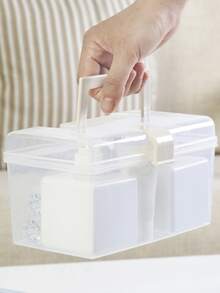 1入組便攜式透明盒、化妝品收納盒、學生桌面文具、多功能雜物、大容量收納盒 - 無色 - 查看 10