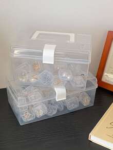 1入組便攜式透明盒、化妝品收納盒、學生桌面文具、多功能雜物、大容量收納盒 - 無色 - 查看 6