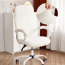 1PC Jacquard Office Chair Cover Solid Color Polar Fleece Computer Chair Covers Elastic Armchair Slipcover For Living Room Study Gaming Chair