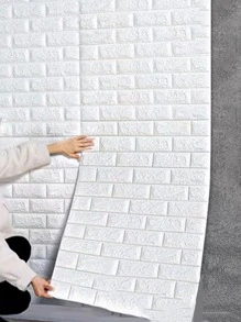 10入組自粘式壁紙,防水xpe無縫3d壁貼紙,適用於老舊牆壁和廚房翻新 - 白色 - 查看 1