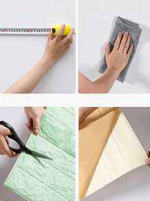 10入組自粘式壁紙,防水xpe無縫3d壁貼紙,適用於老舊牆壁和廚房翻新 - 白色 - 查看 4