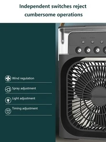 帶噴水、USB端口和加濕器冷卻風扇，5入組葉片，適合家庭/辦公室使用 - 黑色 - 查看 8