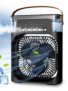 帶噴水、USB端口和加濕器冷卻風扇，5入組葉片，適合家庭/辦公室使用 - 黑色 - 查看 2