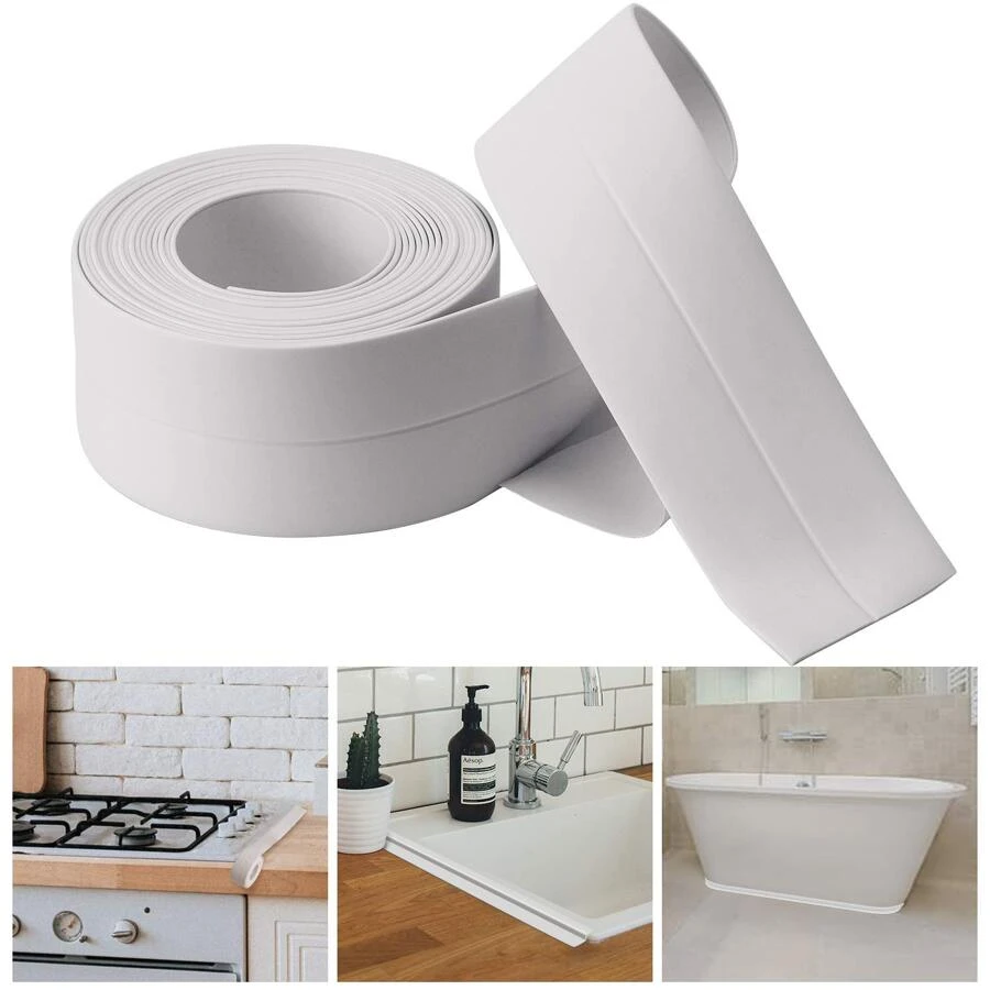 Máy dán băng keo phòng tắm và nhà bếp, băng keo dán tường và bồn tắm tự dính PVC, dải hàn, băng keo, keo dán gạch tắm, keo dán, loại bỏ mọi khả năng rò rỉ - trắng - Xem 1