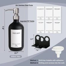 Shampoo Dispenser for Shower Wall 3 Chamber, No Drill Shampoo and Conditioner Dispenser with Waterproof Labels, Black Soap Dispenser for Bathroom Kitchen Sink - Schwarz - Übersicht 4