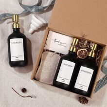 Shampoo Dispenser for Shower Wall 3 Chamber, No Drill Shampoo and Conditioner Dispenser with Waterproof Labels, Black Soap Dispenser for Bathroom Kitchen Sink - Schwarz - Übersicht 5