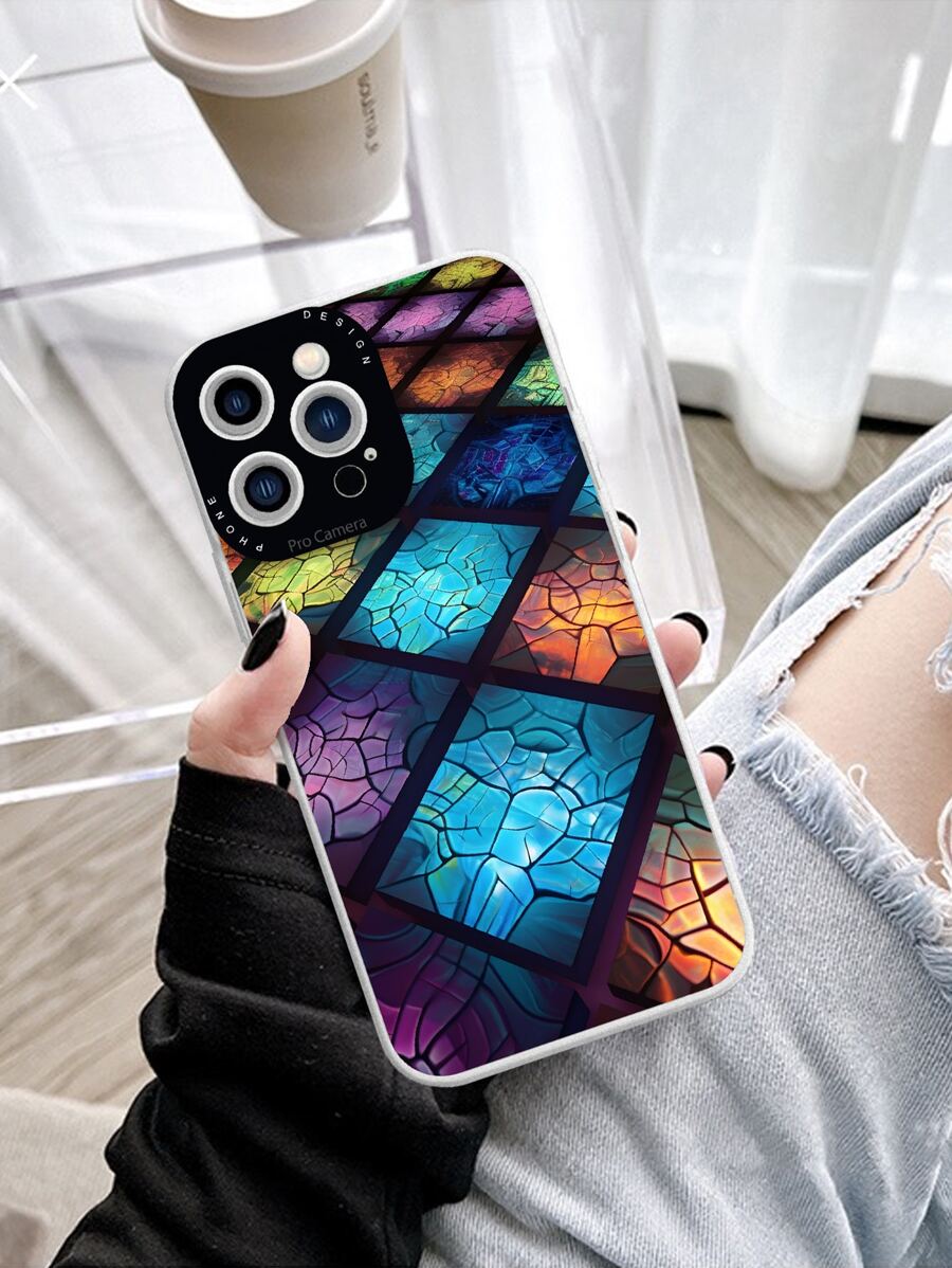 Funda de teléfono de material TPU en forma de cubo técnico compatible con iPhone - Multicolor - Ver 1