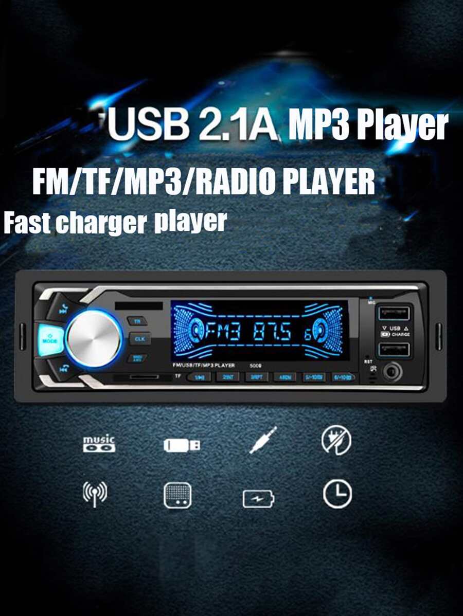 1 set de coche estéreo FM radio con aporte , 12v MP3 multimedia reproductor , - Negro - Ver 1