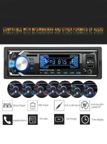 1 set de coche estéreo FM radio con aporte , 12v MP3 multimedia reproductor , - Negro - Ver 3