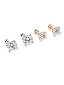 1pair 925 Sterling Silver Four-claw Mosaic Moissanite Stud Earrings For Women & Men, Suitable For Graduation, Party, Daily Commuting And Boutique Gifts For Girlfriend, Wife Or Friends On Birthday