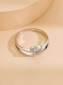 1. Nhẫn hình trái tim rỗng, đơn giản, thời trang, cá nhân hóa, đa năng, đính đá Cubic Zirconia, thích hợp làm quà tặng Ngày Valentine, Ngày của Mẹ, Sinh nhật, Tiệc tùng. - Bạc - Xem 3