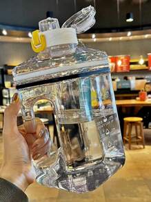 1pc 2.2l Large Capacity Sports Water Bottle - White - View 1