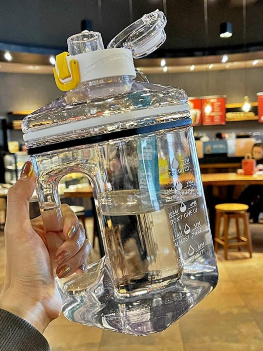 1pc 2.2l Large Capacity Sports Water Bottle - White - View 1