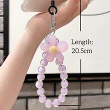 1入組素色亞克力花珠子鑰匙圈手腕串珠手機掛繩串珠手機殼手提包吊墜 - 紫色 - 查看 4