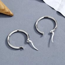 1pair Sterling Silver Classical Hoop Earrings For Women Party Daily Wear Fine Jewelry Gifts