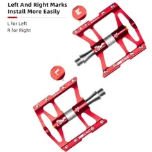 ROCKBROS 4 Bearings Mountain Bike Pedals MTB Padals Platform Flat Bike Pedals Aluminum Alloy 9/16" - Red - View 4