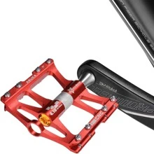 ROCKBROS 4 Bearings Mountain Bike Pedals MTB Padals Platform Flat Bike Pedals Aluminum Alloy 9/16" - Red - View 6