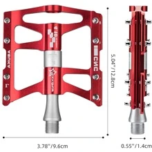 ROCKBROS 4 Bearings Mountain Bike Pedals MTB Padals Platform Flat Bike Pedals Aluminum Alloy 9/16" - Red - View 3