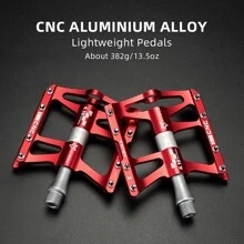 ROCKBROS 4 Bearings Mountain Bike Pedals MTB Padals Platform Flat Bike Pedals Aluminum Alloy 9/16" - Red - View 7
