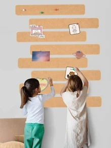 5pcs/Lot Board Bar Strips With Pushpin, Self-Adhesive Bulletin Board Strips For Wall Felt Pin Board Pastes Notes Back To School - Brown - View 3