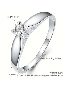 1 件 925 纯银白色锆石戒指 - 銀色 - 查看 5