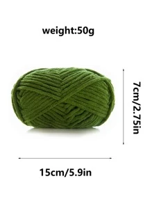 1入組50克手工DIY針織紗冰淇淋纱线,嬰兒圍巾針織紗,中等厚纱线 - 橄欖綠 - 查看 2