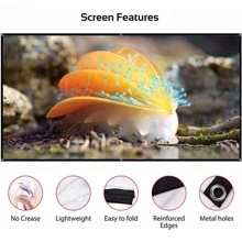 Projector Screen 100 inch 16:9 HD Foldable Wrinkle-proof Portable Movie Screen Suitable For Home Outdoor Indoor Support Double-sided Projection - White - View 7