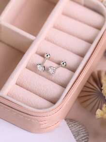 1pair 925 Sterling Silver Four-claw Mosaic Moissanite Stud Earrings For Women & Men, Suitable For Graduation, Party, Daily Commuting And Boutique Gifts For Girlfriend, Wife Or Friends On Birthday