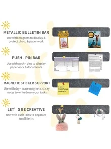 5pcs/Lot Board Bar Strips With Pushpin, Self-Adhesive Bulletin Board Strips For Wall Felt Pin Board Pastes Notes Back To School