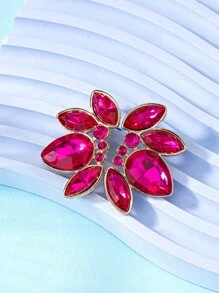 1對金屬質感幾何亞克力耳釘 - 玫紅色 - 查看 5