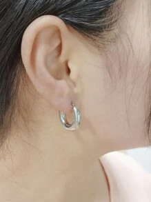 男士不锈钢圈形耳环 时尚圆形耳环 朋克风女士圆形耳环 女式首饰 - 金黃色 - 查看 6