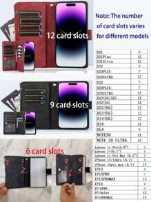 Ốp điện thoại bằng da màu đen, có khóa kéo, nhiều khe đựng thẻ, phối màu họa tiết kim cương, kèm quai xách tay, phiên bản quốc tế, không phải phiên bản nội địa. - Màu tím - Xem 10