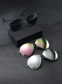 3 pares de gafas de moda con montura de aviador vintage para hombre, como accesorios para la playa, al aire libre, vacaciones de verano y viajes