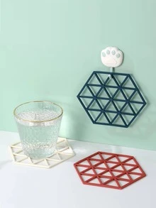 1入組矽膠鏤空設計防滑餐墊絕熱墊適用於杯子和餐具 - 白色 - 查看 6