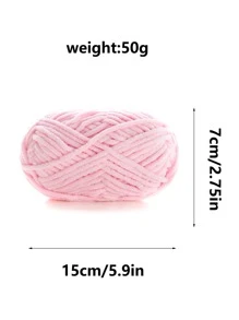 1入組50克手工DIY針織3.5毫米厚毛織品纱线冰淇淋彩色嬰兒圍巾中等重量纱线 - 藕粉色 - 查看 2