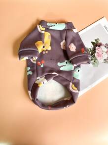 秋冬卡通印花寵物衛衣 - 紫色 - 查看 2