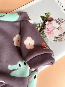 秋冬卡通印花寵物衛衣 - 紫色 - 查看 5