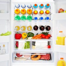 THELIFE 4層水瓶收納架、透明可堆疊儲物架，適用於櫥櫃、檯面、冰箱、食品儲藏室、收納盒和儲藏室1層3瓶儲物架，玻璃杯支架，4層12瓶