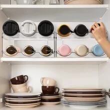 THELIFE 4層水瓶收納架、透明可堆疊儲物架，適用於櫥櫃、檯面、冰箱、食品儲藏室、收納盒和儲藏室1層3瓶儲物架，玻璃杯支架，4層12瓶