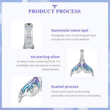 MISEFF 1PC 925 Sterling Silver Marine Creature  Mermaid Tail Beads  Pendant Charms Fit Bracelets Necklace Luxury Women DIY Gift Jewelry Making - Blue - View 7